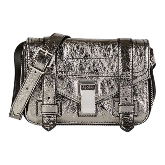 💕HP💕Proenza Schouler Mini PS1 Metallic silver Leather Crossbody Bag - Picture 2 of 16